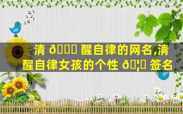 清 🐘 醒自律的网名,清醒自律女孩的个性 🦅 签名